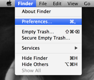 How to open Finder preferences