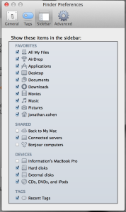 Sidebar Finder Preferences